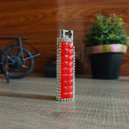 Diamond-shaped Lighter With a Red Flame
