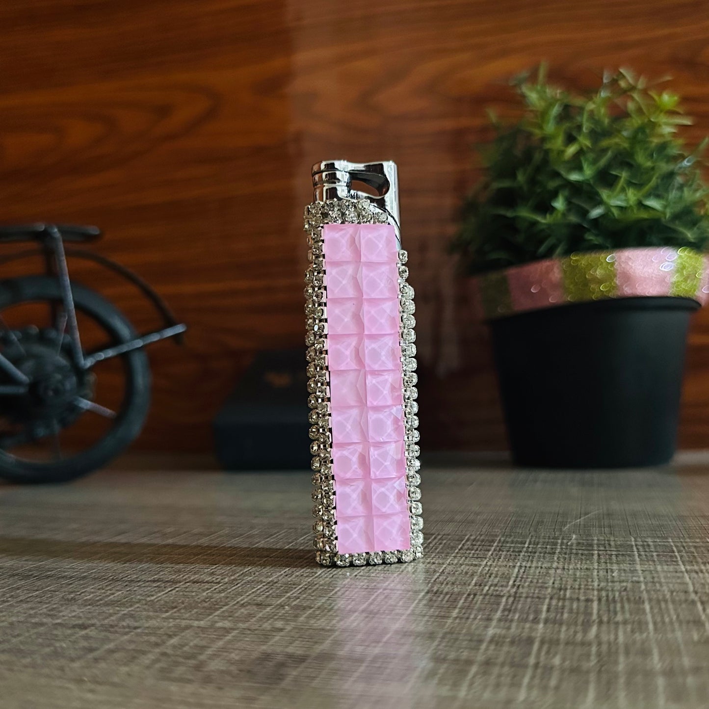 Diamond-shaped Lighter With a Red Flame