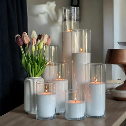 Transparent Glass Candle Round Vase